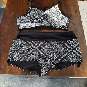 Pink VS Black and White Paisley Women's swim suit